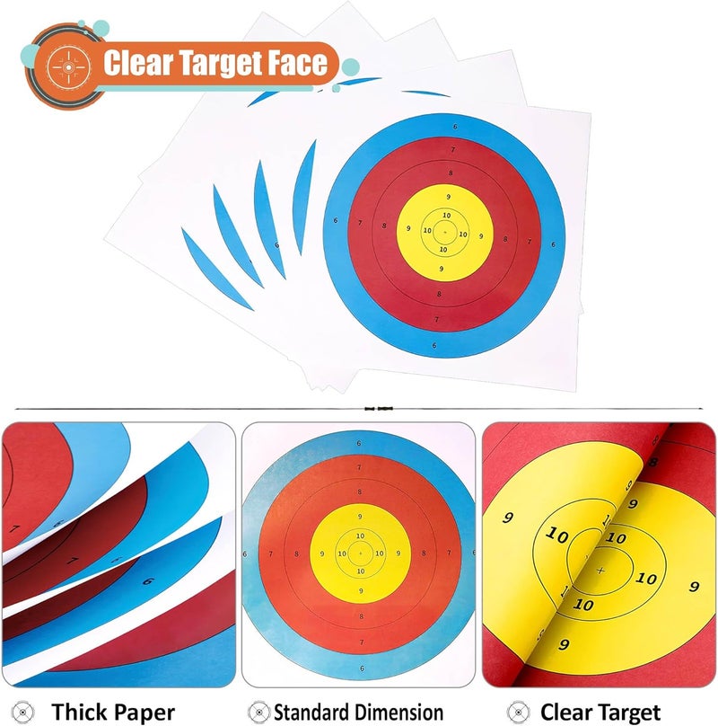 MOLFUJ Archery Targets Paper, 20pcs/50pcs Bow and Arrow Targets for Hunting Backyard, Archery Target Practice Accessories(10 Rings/5 Rings,16x16/15.7x15.7in) - Image 4